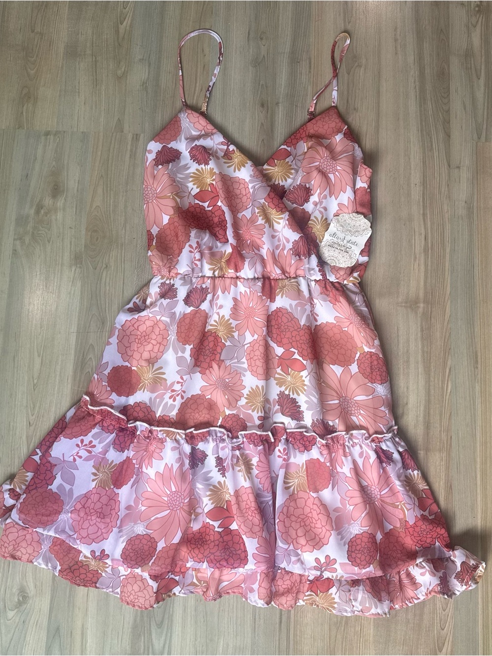 NWT Altar'd State Pink Floral Tiered Mini Dress Size Xtra Small Boho V Neck